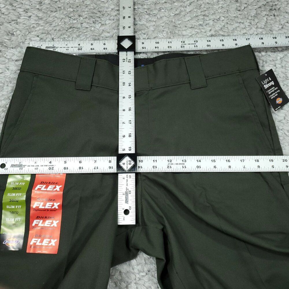 Dickies Slim Fit Tapered Twill Flex Green Work Pants Men's Size 34 x 32 - Picture 7 of 8